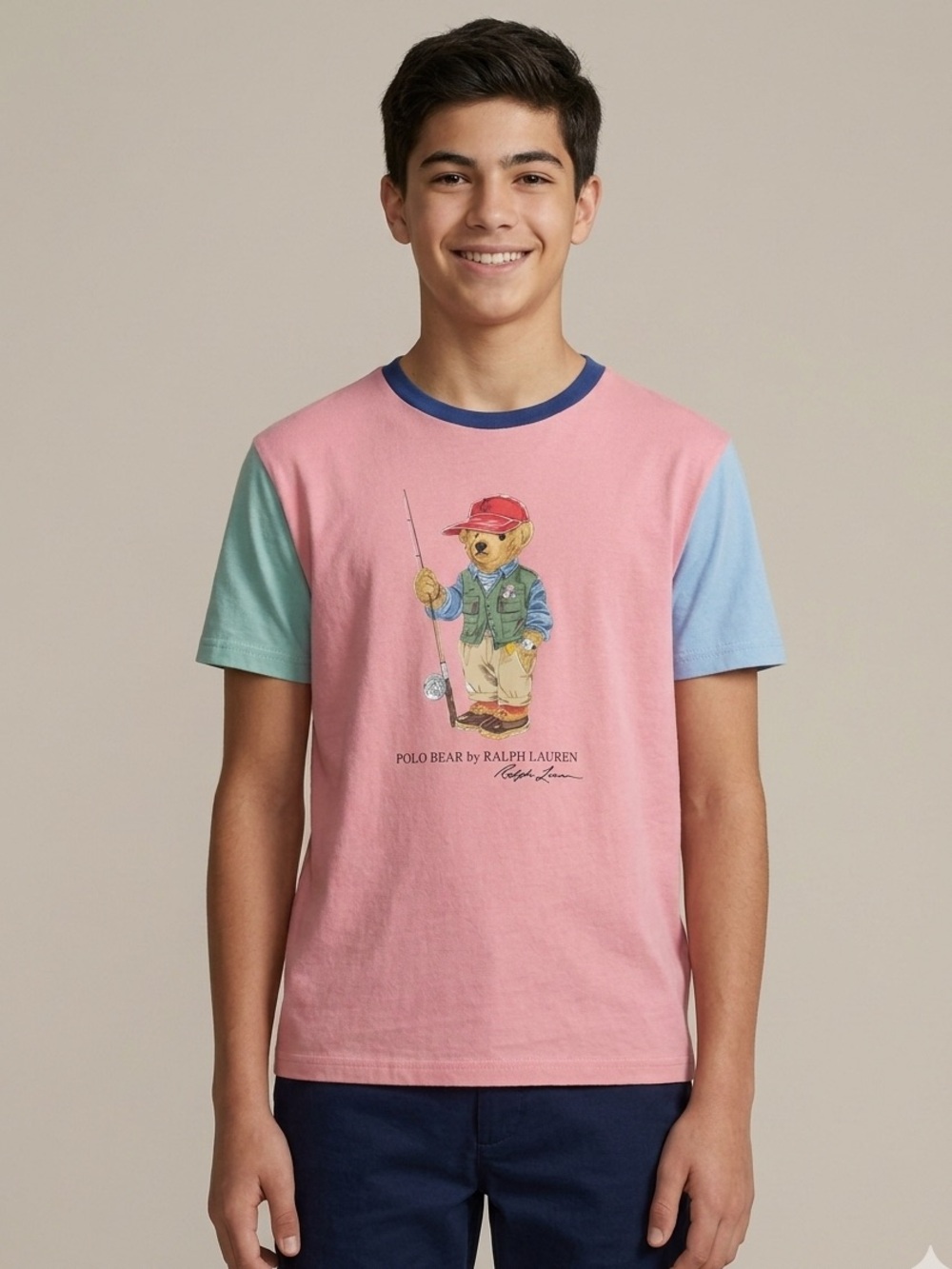 Polo by Ralph Lauren Kids Colorblock Polo Bear Tee - Size Youth XL
